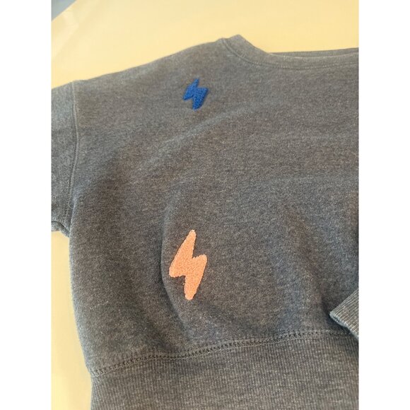 Vintage Havana Kids XL Lightning Bolt Embroidered Gray Sweatshirt Cozy Cotton Bl - Picture 3 of 8